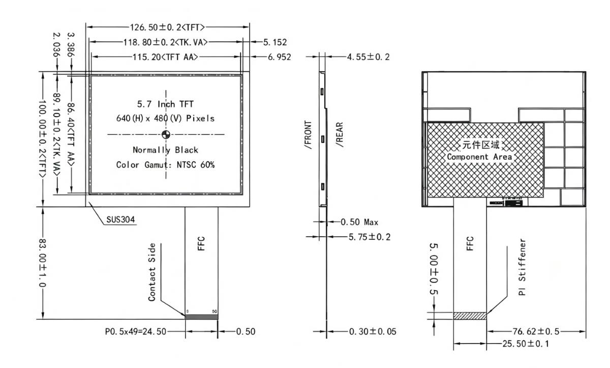 Specification of the 5.7-inch TFT LCD Display High Brightness 640x480 Screen For Industrial epuipment .jpg
