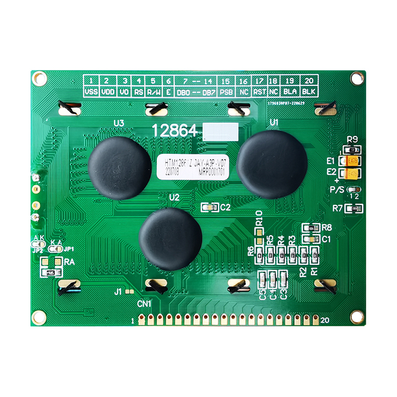 128X64图形液晶模块 STN - 带白色背光的蓝色显示屏 - 负电压带中英文字库
