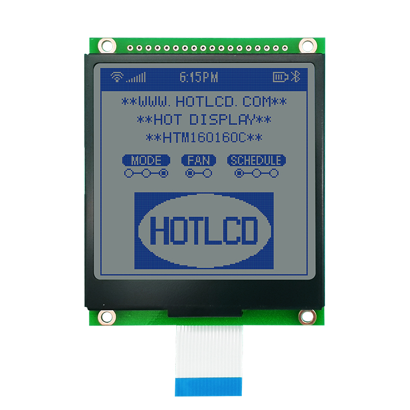 160x160 图形 LCD 模块 STN+ 灰色显示屏，带白色侧背光