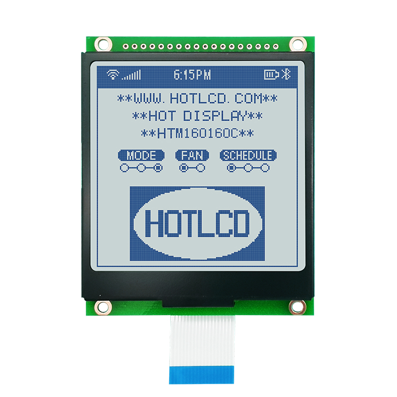 160x160 图形 LCD 模块 STN+ 灰色显示屏，带白色侧背光