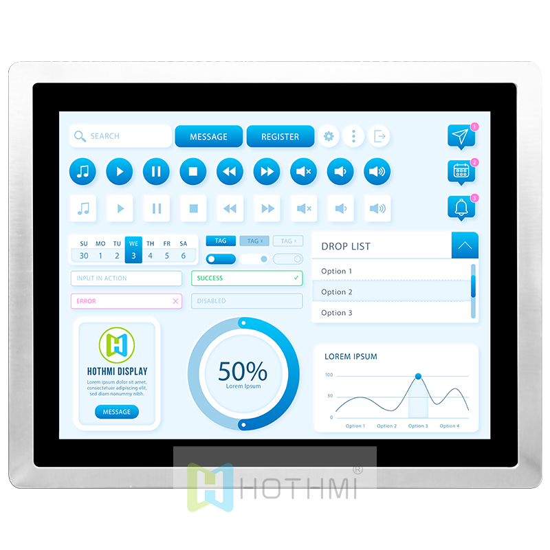 15英寸TFT液晶显示屏，带1024x768电容式触摸屏