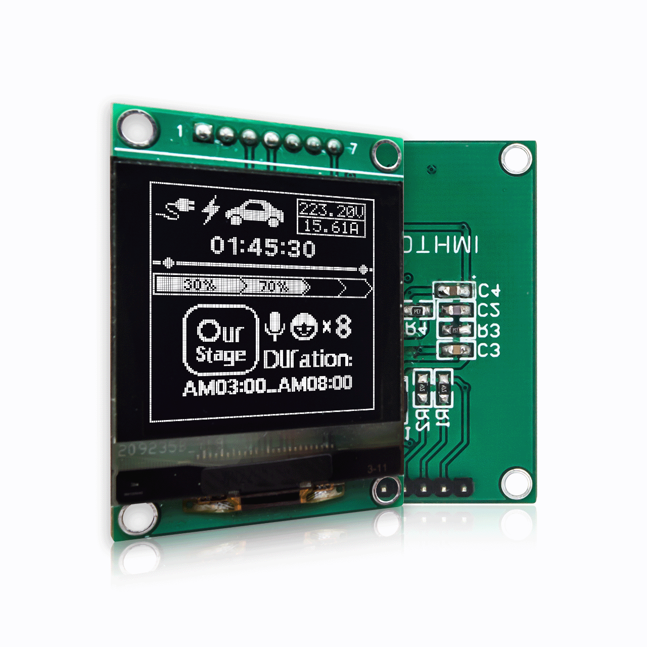 1.5英寸128x128 白色图形 OLED 模块单色显示屏 SH1107