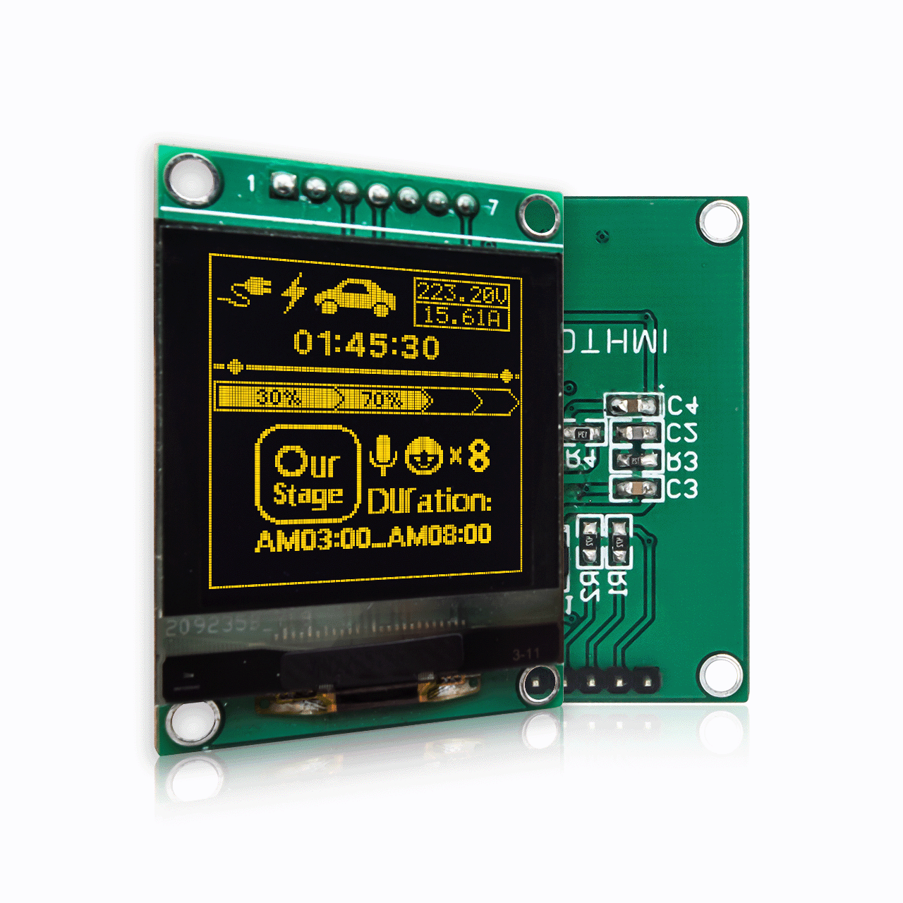 1.5 英寸 128x128 黄色图形 OLED 模块单色显示屏 SH1107