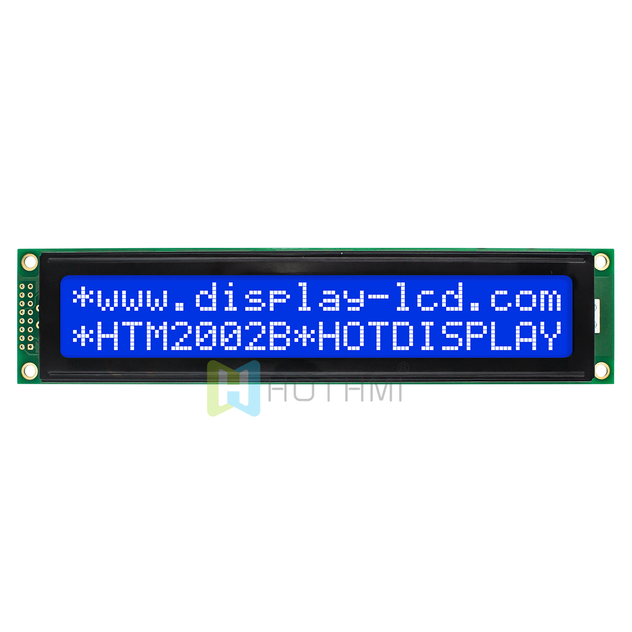 character LCD module/20X2 monochrome STN blue negative display/white backlight/white text on blue background/ST7066U controller