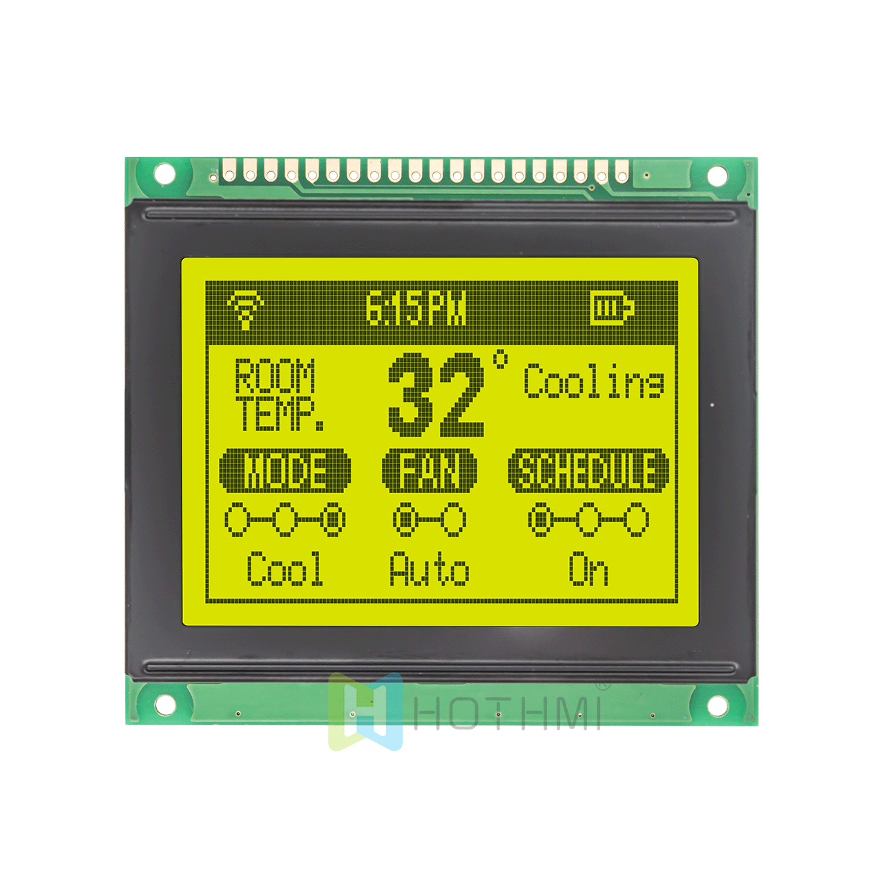 3"黄绿色图形液晶显示器/128x64 图形 LCD 显示模块/适用于 Arduino/KS0108或兼容