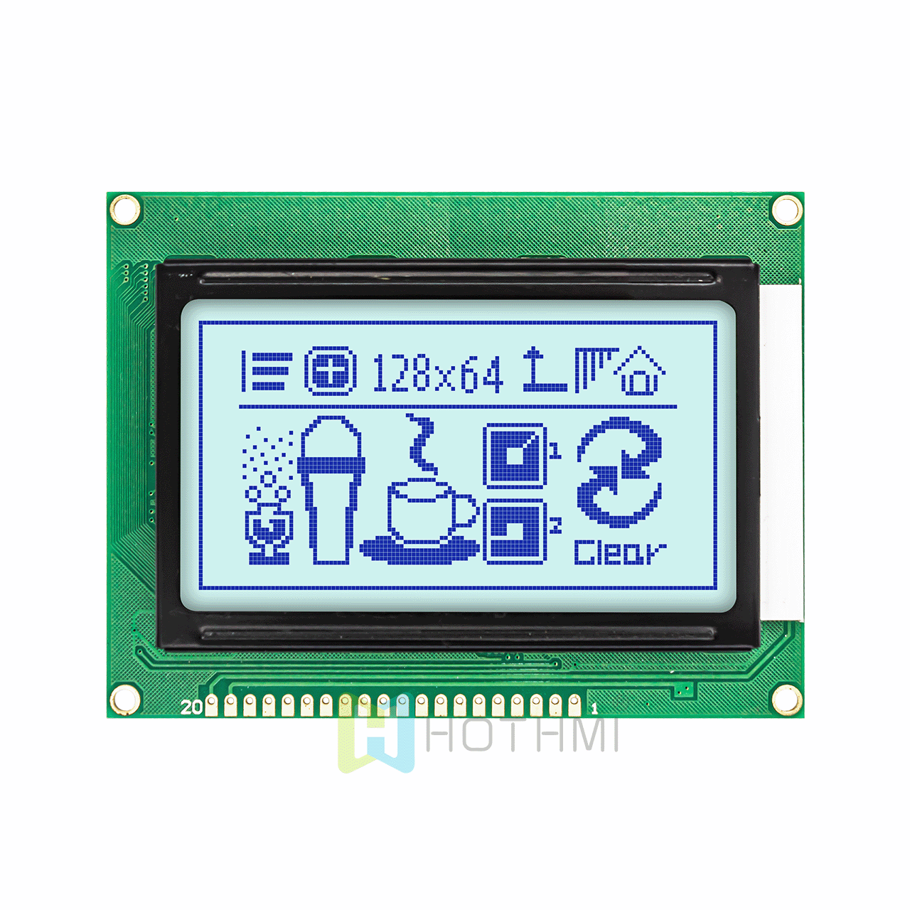 3.2 英寸单色图形LCD模组 | 128x64 图形 LCD 模块 | ST7920 | MCU接口 |  适用于 Arduino