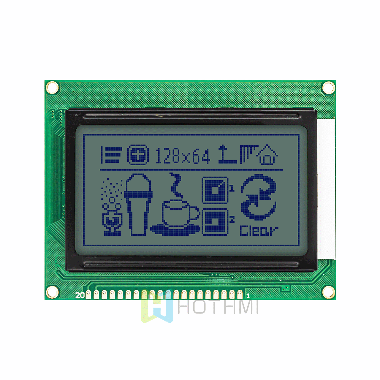 3.2 英寸单色图形LCD模组 | 128x64 图形 LCD 模块 | ST7920 | MCU接口 |  适用于 Arduino