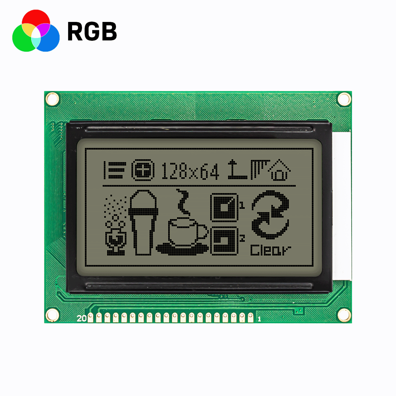 3.2 英寸 128x64 图形 LCD 显示模块，适用于 Arduino