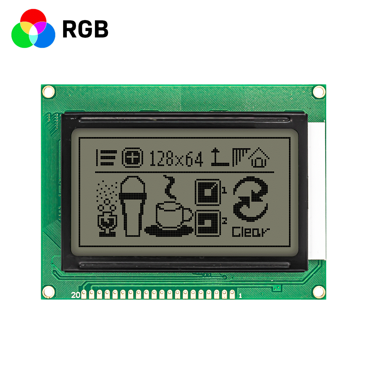 3.2 英寸 128x64 图形 LCD 显示模块，适用于 Arduino