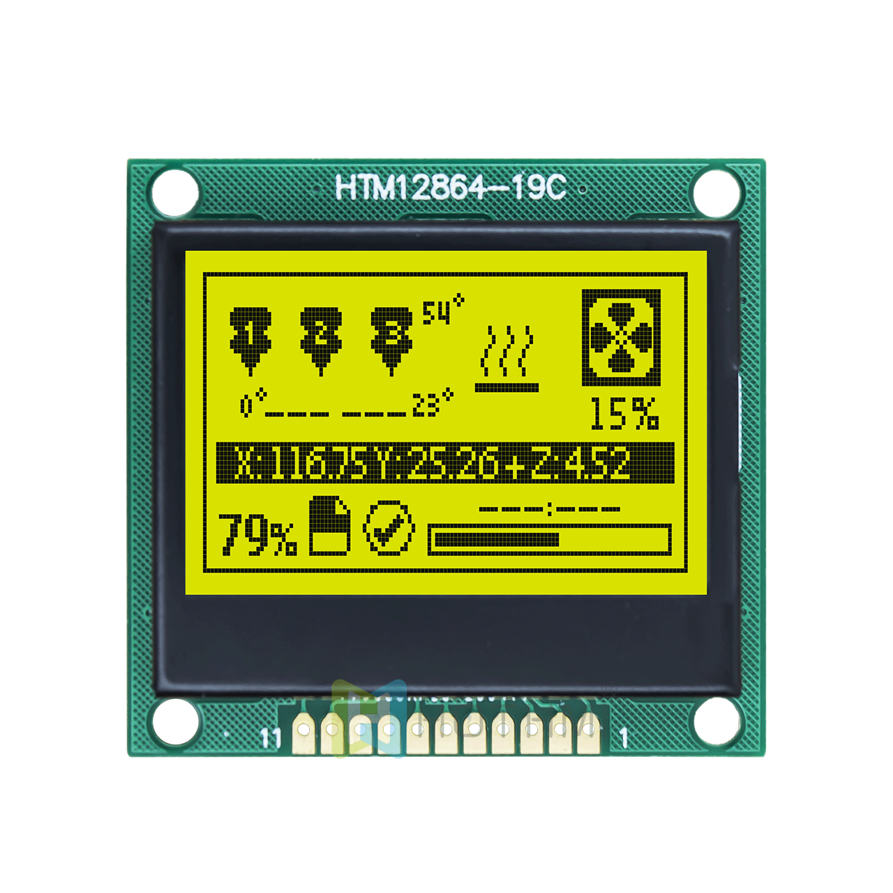 1.7 "128 x 64 LCD 图形显示模组-STN正片黄绿背光-Arduino