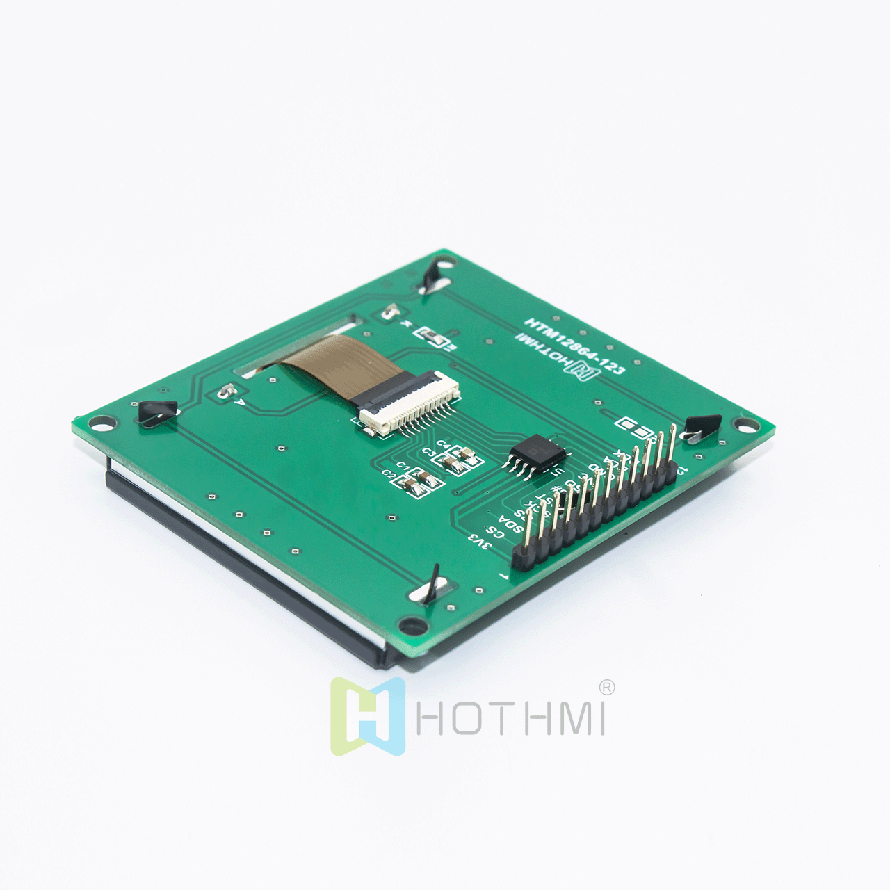 3 英寸128x64 图形 LCD 显示模块 | SPI 接口 | 白底灰字 | FSTN 正向 | 半透偏光片