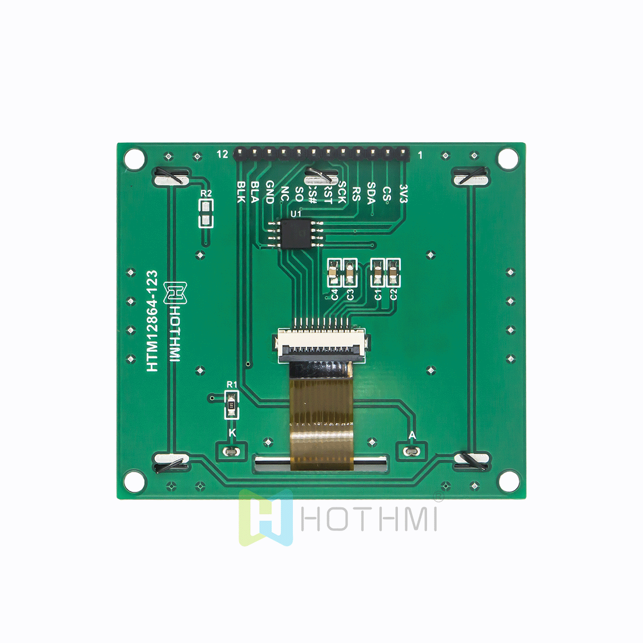 3 英寸 128x64 图形 LCD 显示模块 | Blackgriund Arduino 上的白色像素