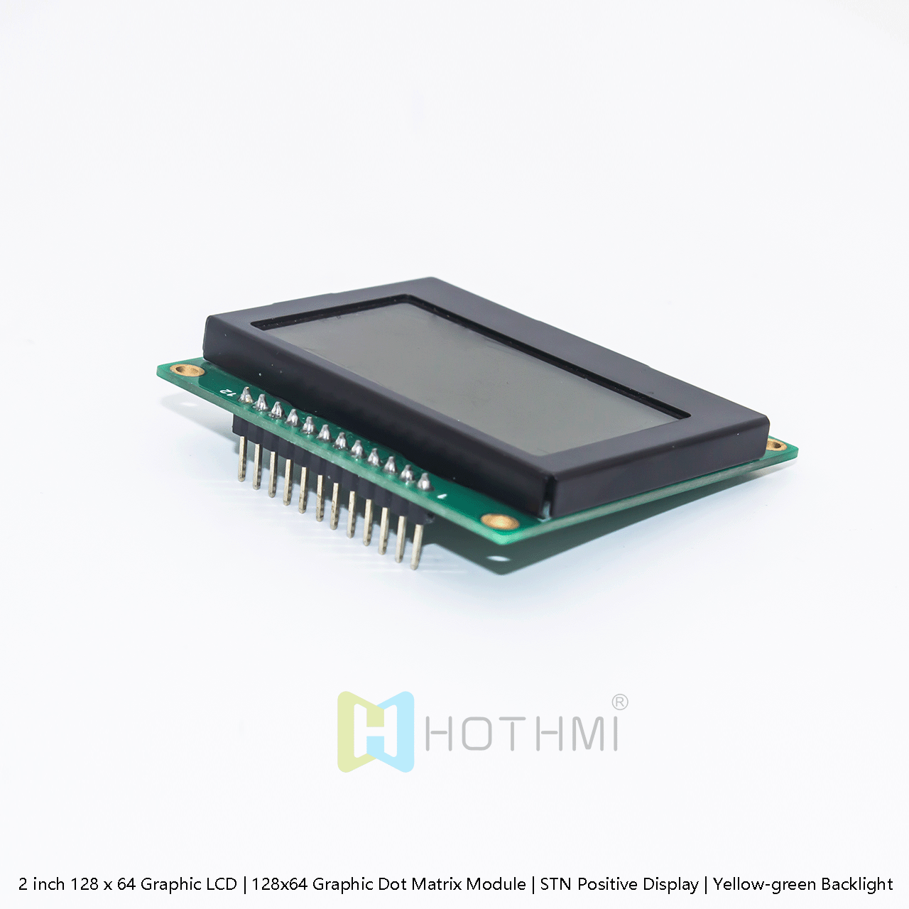2英寸 128x64 图形 LCD | 带 Y-G 背光的黄绿色显示屏