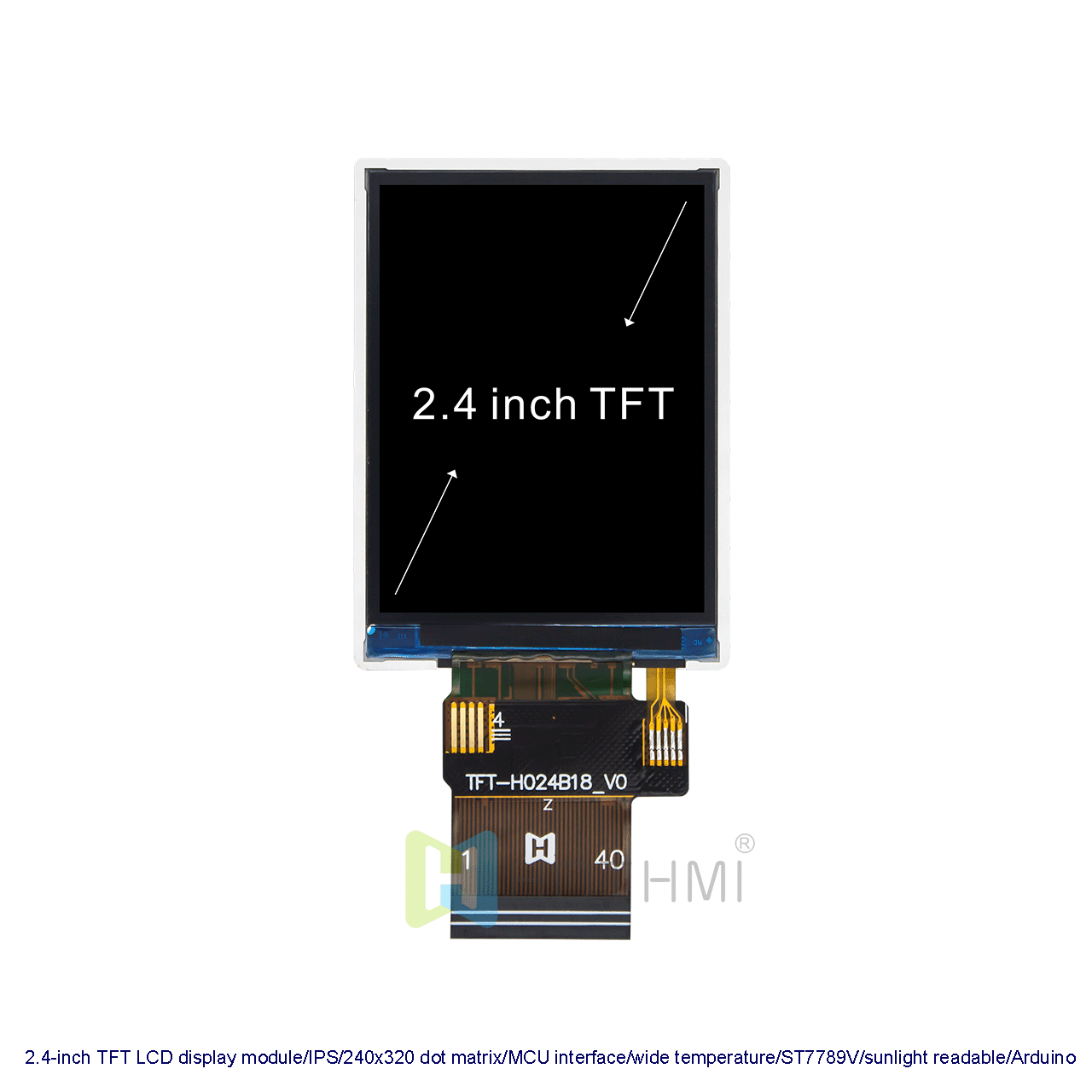 2.4 英寸阳光下可读 TFT LCD 显示模块 | 240x320 分辨率，带 ST7789V 控制器