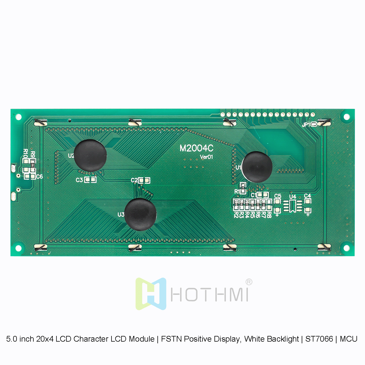 5.0英寸20x4LCD字符液晶显示模组  | FSTN正显，白色背光 | ST7066 | MCU接口 | 白底灰字 Arduino