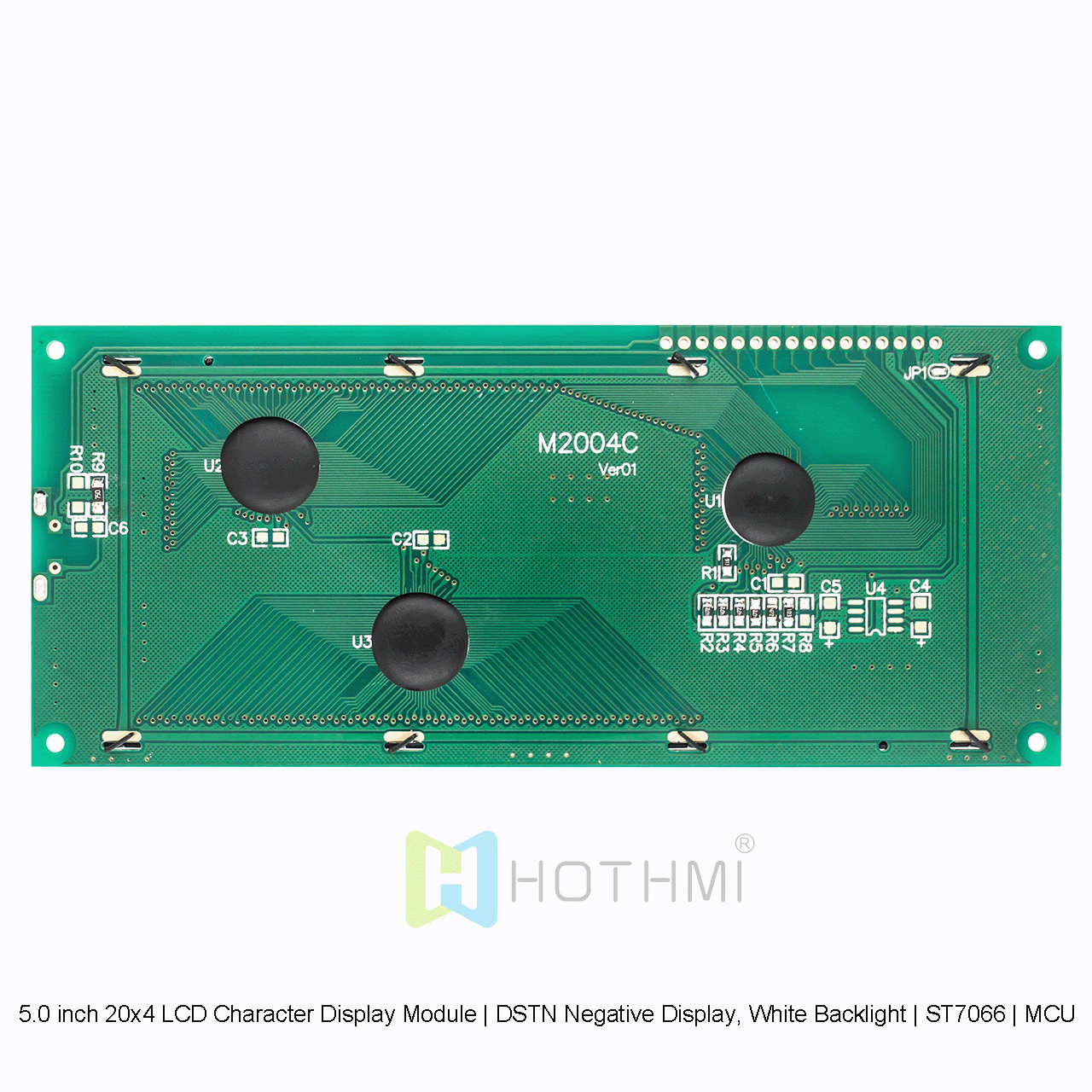 5.0英寸20x4 LCD字符液晶显示模组  | DSTN负显，白色背光 | ST7066 | MCU接口 | 黑底白字 Arduino