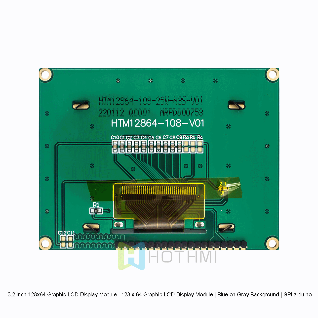3.2英寸128x64 图形液晶 LCD 显示模块 | 128 x 64 图形液晶显示模组 |灰底蓝字 | SPI接口 | 3.3V arduino