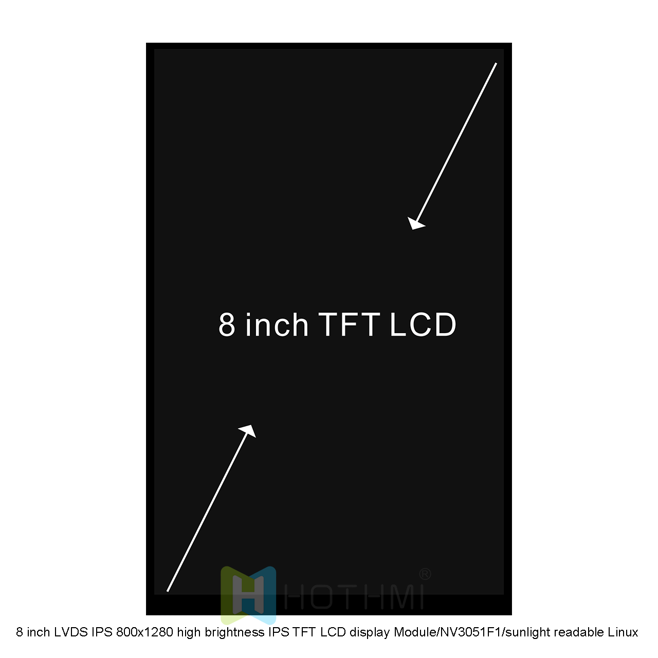 8.0英寸TFT LCD显示模块，带NV3051F1控制器