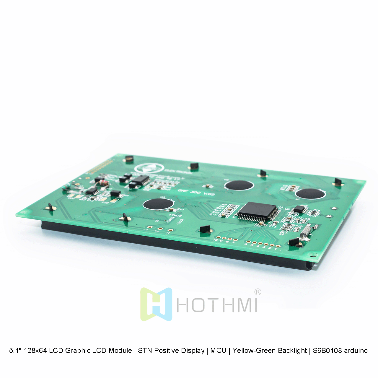 5.1 英寸 128x64 LCD 图形 LCD 模块 | STN 正极显示 | MCU | 黄绿色背光 | S6B0108 arduino