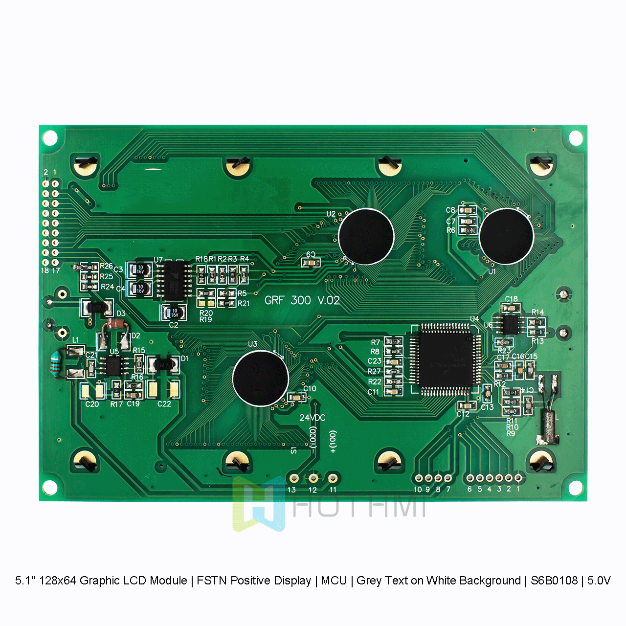 5.1 英寸128x64 图形液晶模块 | FSTN 正极显示 | MCU | 白底灰字|S6B0108 |5.0V arduino