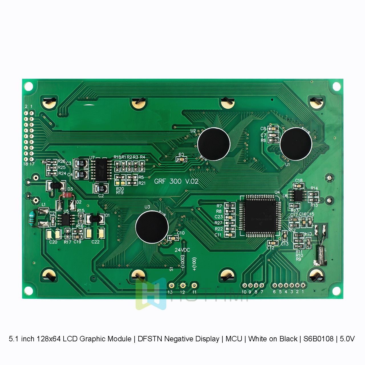 5.1 英寸128x64 LCD图形液晶模块 | DFSTN 负显示 | MCU | 黑底白字|S6B0108 |5.0V arduino