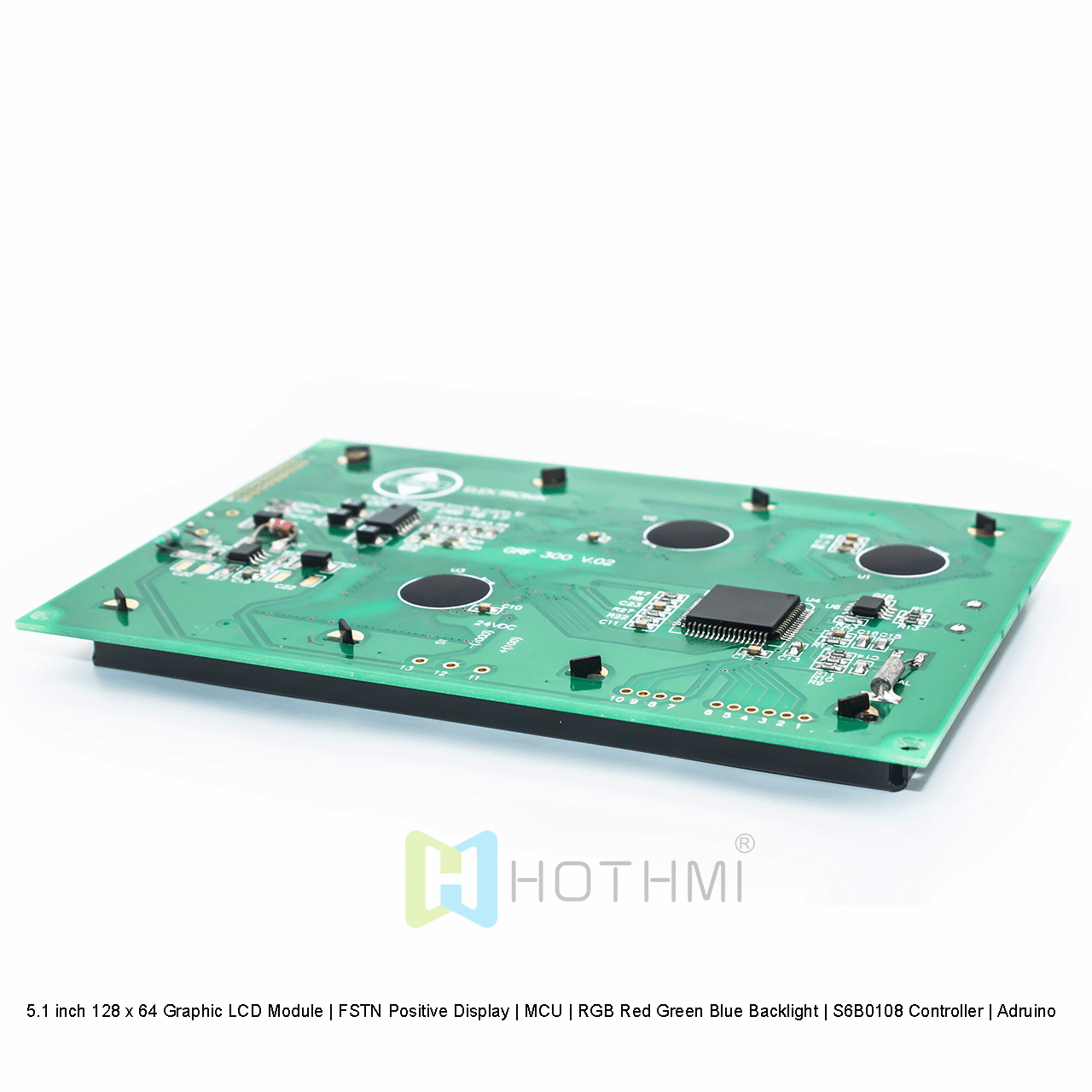 5.1 英寸 128 x 64 图形LCD液晶模块 | FSTN正显示  | MCU | RGB 红绿蓝背光|S6B0108 控制器 | Arduino |全透性偏光片
