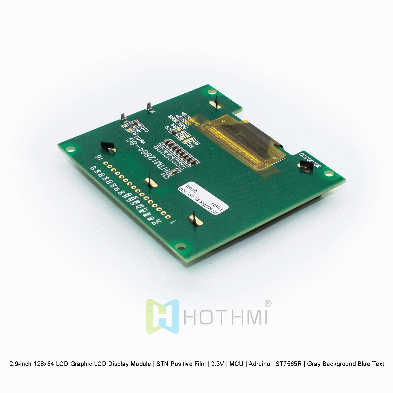 2.9 英寸 128x64 LCD图形液晶显示模块 | STN 正片 | 3.3V | MCU | Arduino | ST7565R |灰底蓝字