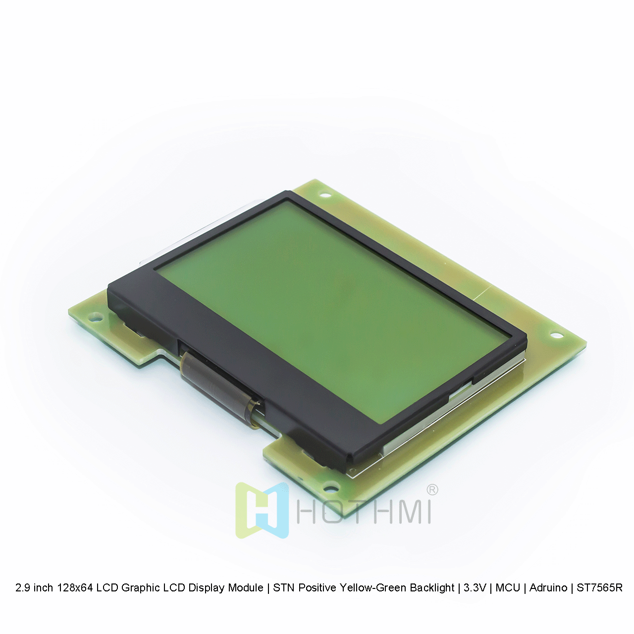 2.9 英寸 128x64 LCD图形液晶显示模块 | STN 正片黄绿背光 | 3.3V | MCU | Arduino| ST7565R 