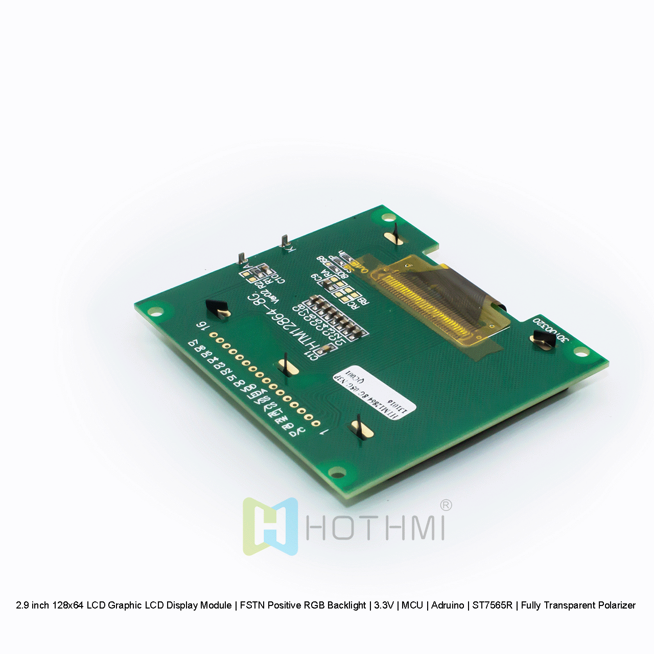 2.9 英寸 128x64 LCD图形液晶显示模块 | FSTN 正片红绿蓝背光 | 3.3V | MCU | Arduino | ST7565R | 全透性偏光片
