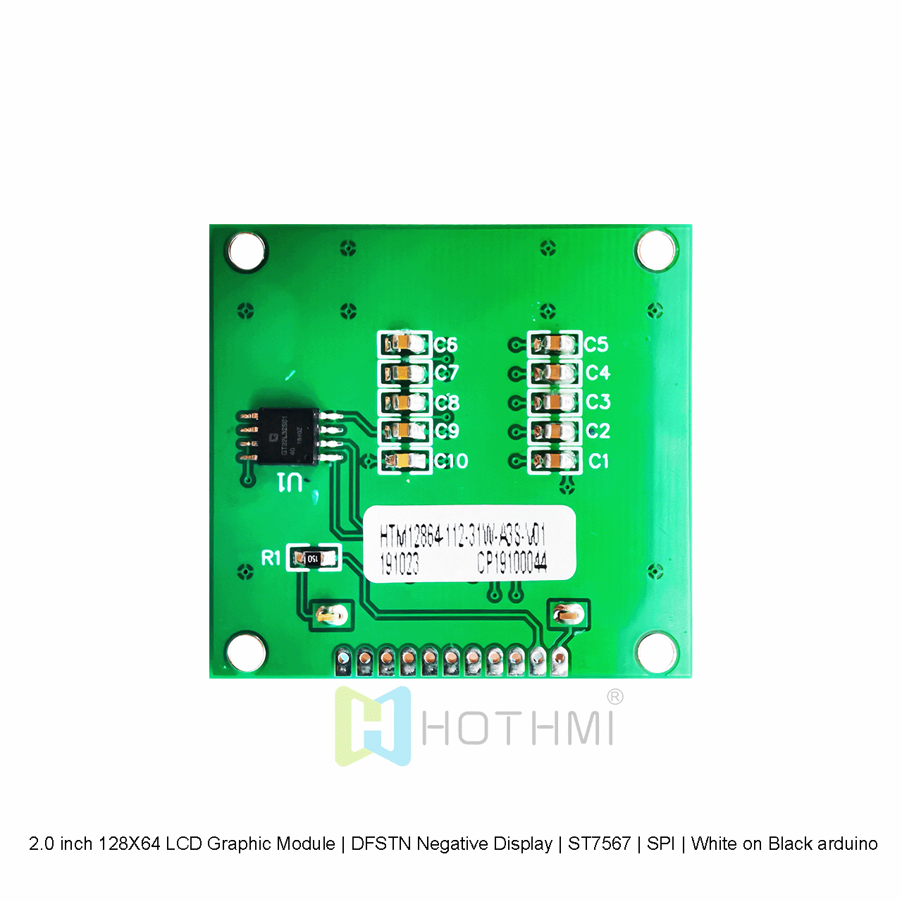 2.0 英寸128X64 LCD 图形液晶模块 | DFSTN 负显 | ST7567 | SPI | 黑底白字 arduino