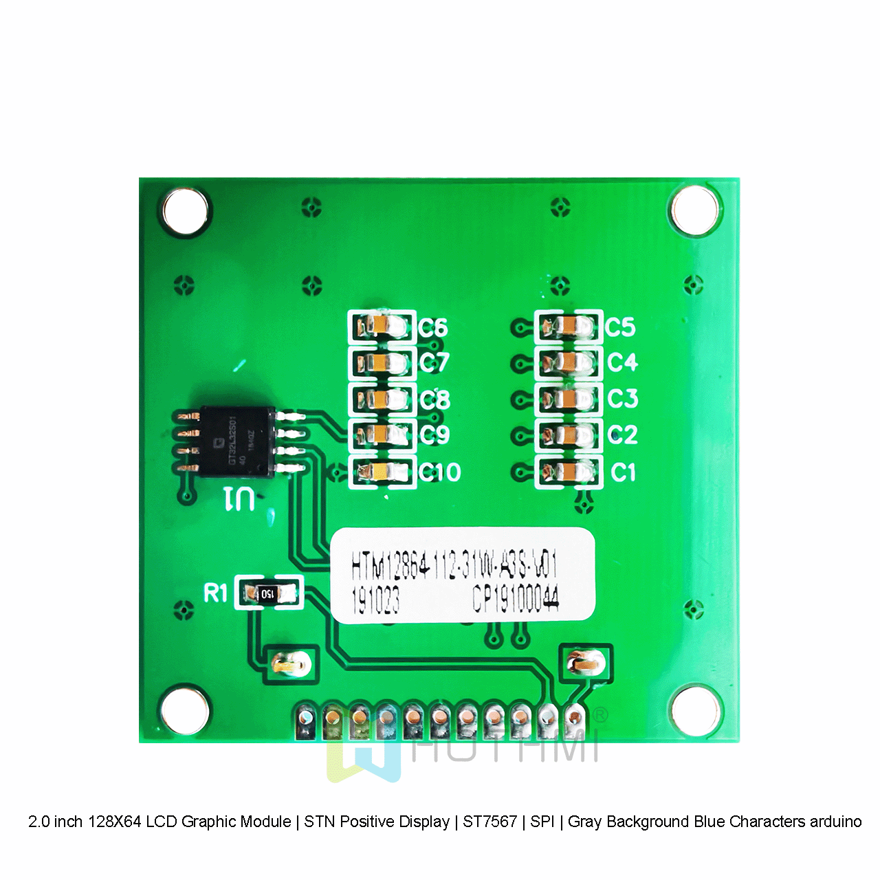 2.0 英寸 128X64 LCD 图形液晶模块 | STN 正显 | ST7567 | SPI | 灰底蓝字 arduino