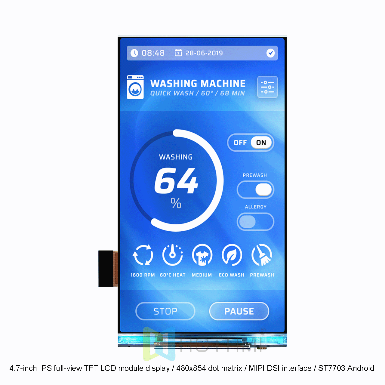 4.7 英寸 TFT 液晶模块显示屏 | MIPI DSI 接口 | ST7703 Android