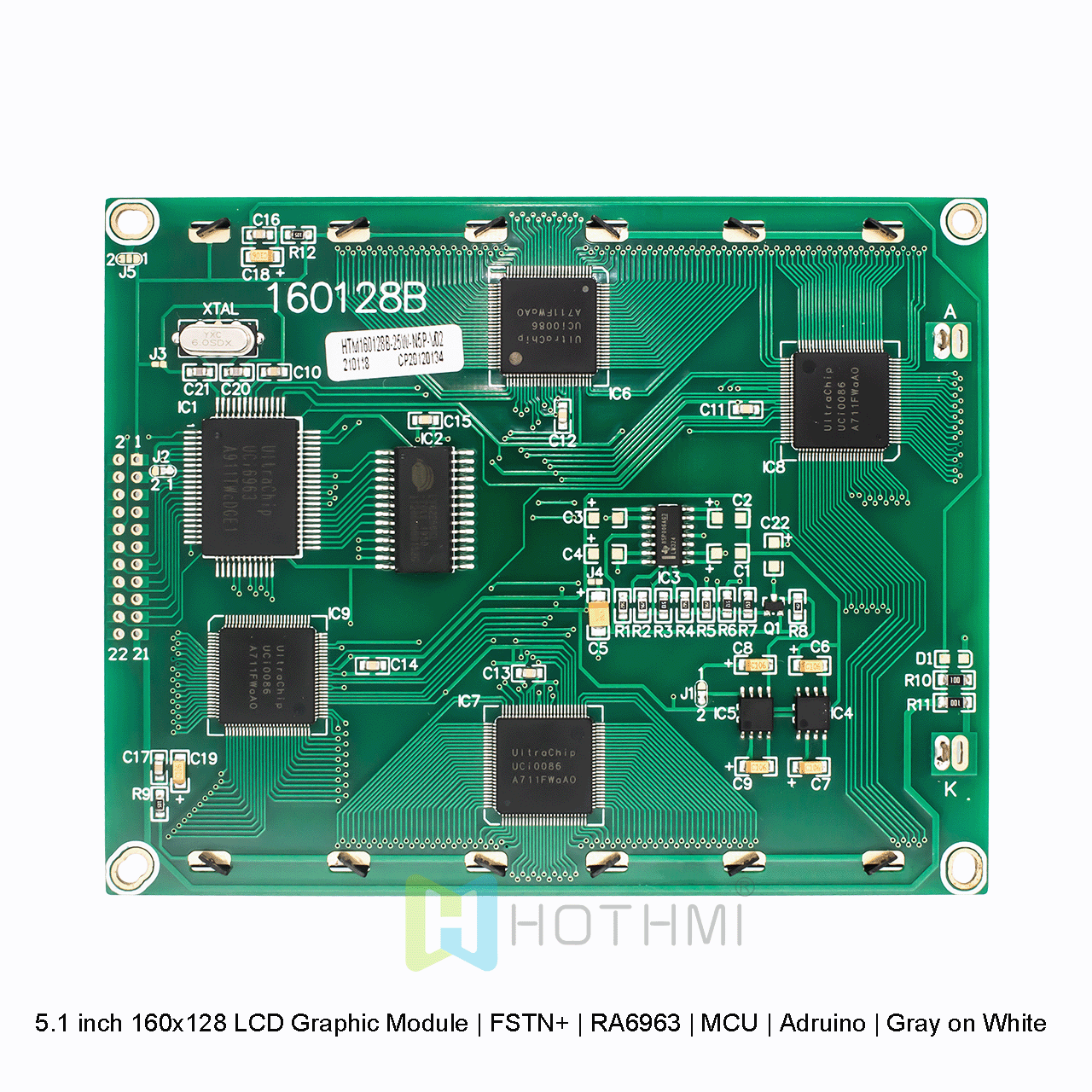 160x128图形液晶模块 | FSTN+灰色显示屏，带白色背光