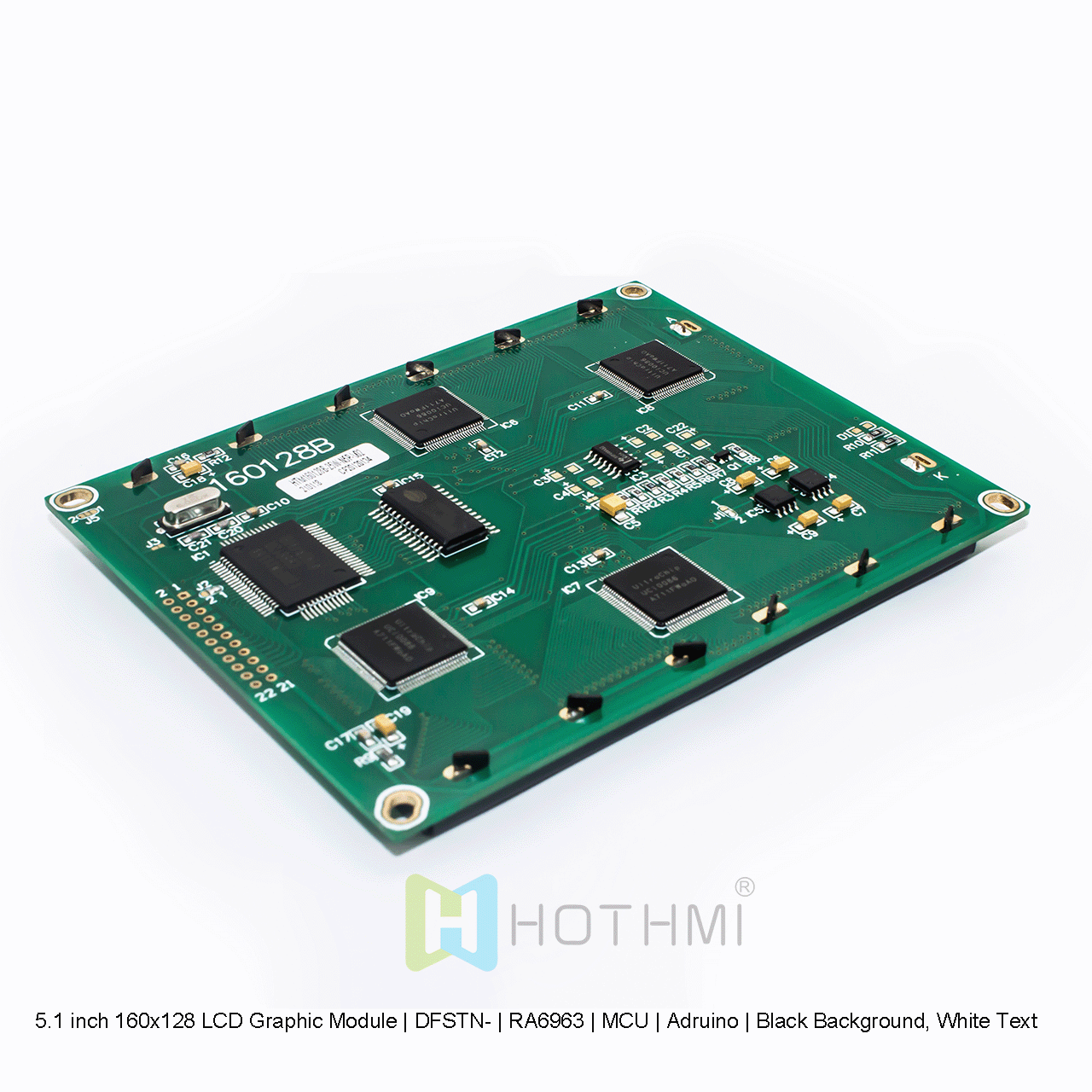 5.1 英寸 160x128 LCD 图形模块 | DFSTN- | RA6963 | MCU | Arduino | 黑色背景，白色文字