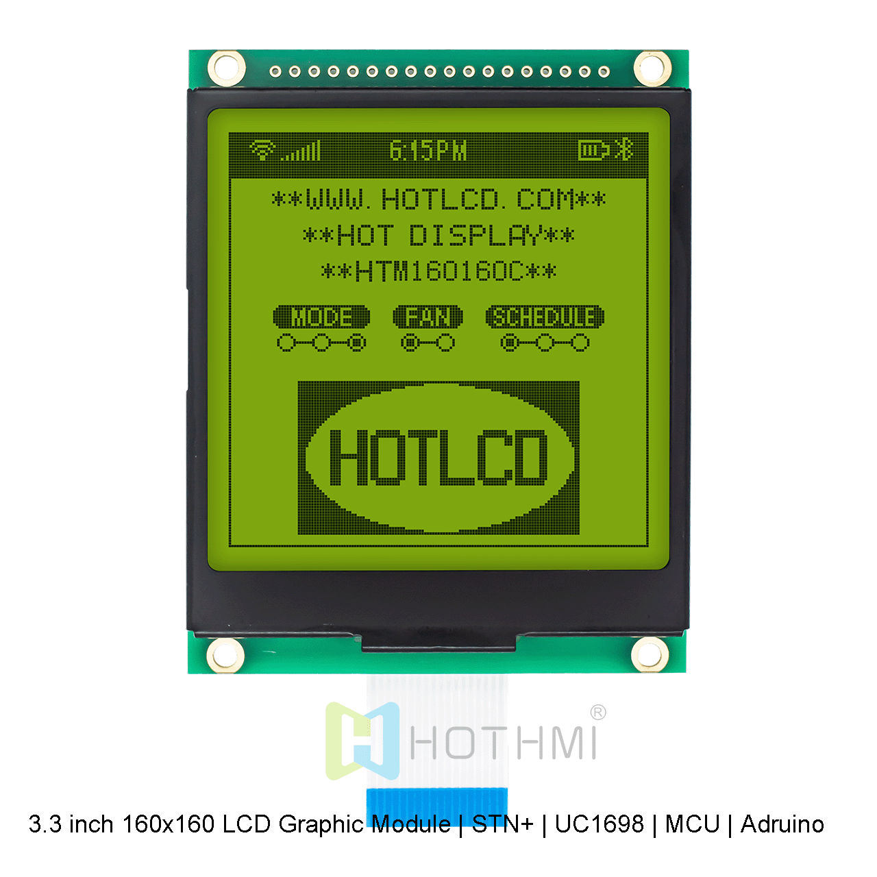 3.3 英寸160x160 LCD 图形液晶模块 | STN+ | UC1698 | MCU | Arduino