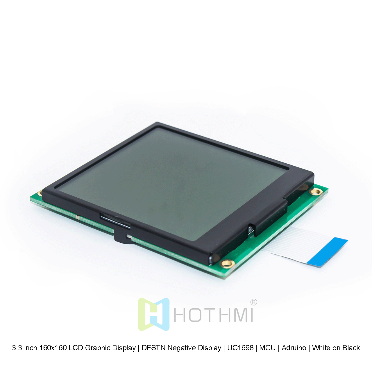 160x160 图形液晶显示屏 | DFSTN-黑色，带白色背光