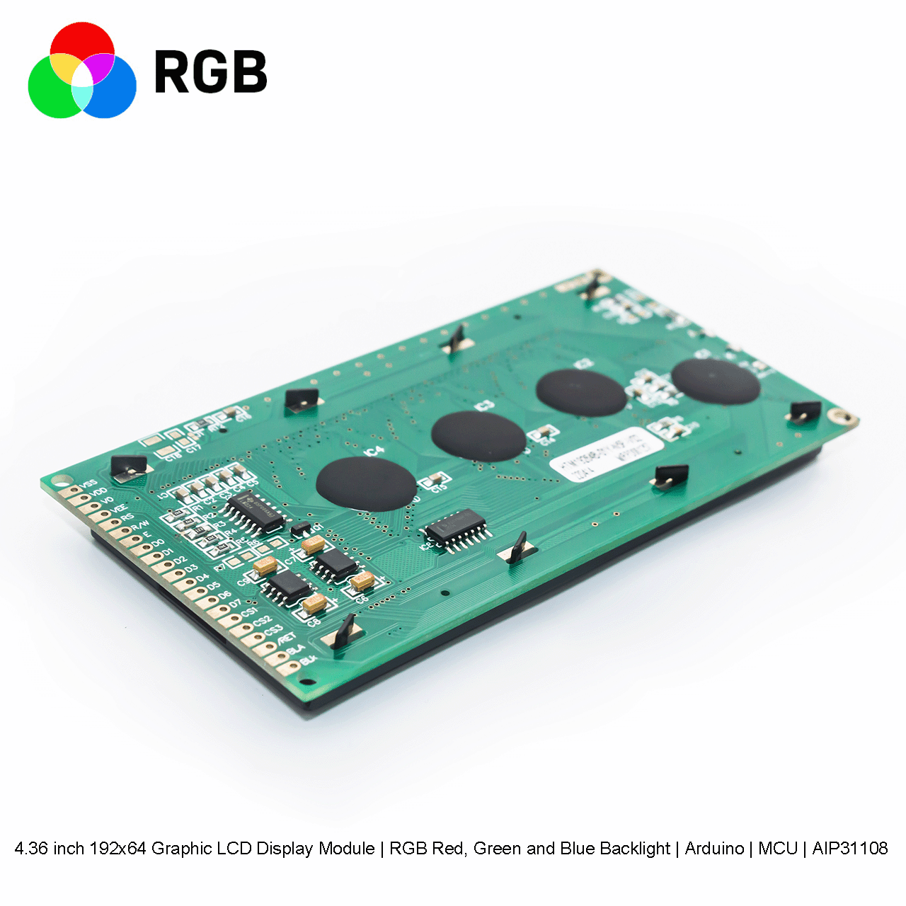 4.36寸192x64 图形液晶显示模组 |RGB 红绿蓝背光 |Arduino | MCU | AIP31108 