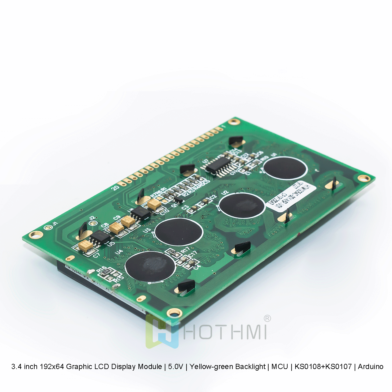 3.4英寸192x64 图形液晶显示模组 | 5.0V | 黄绿背光 | MCU | KS0108+KS0107 | Arduino