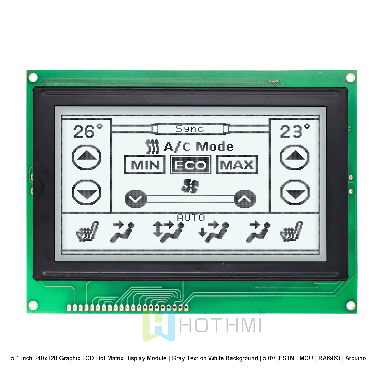 240x128 图形 LCD 显示模块 | FSTN+白色背光 RA6963 适用于 Arduino