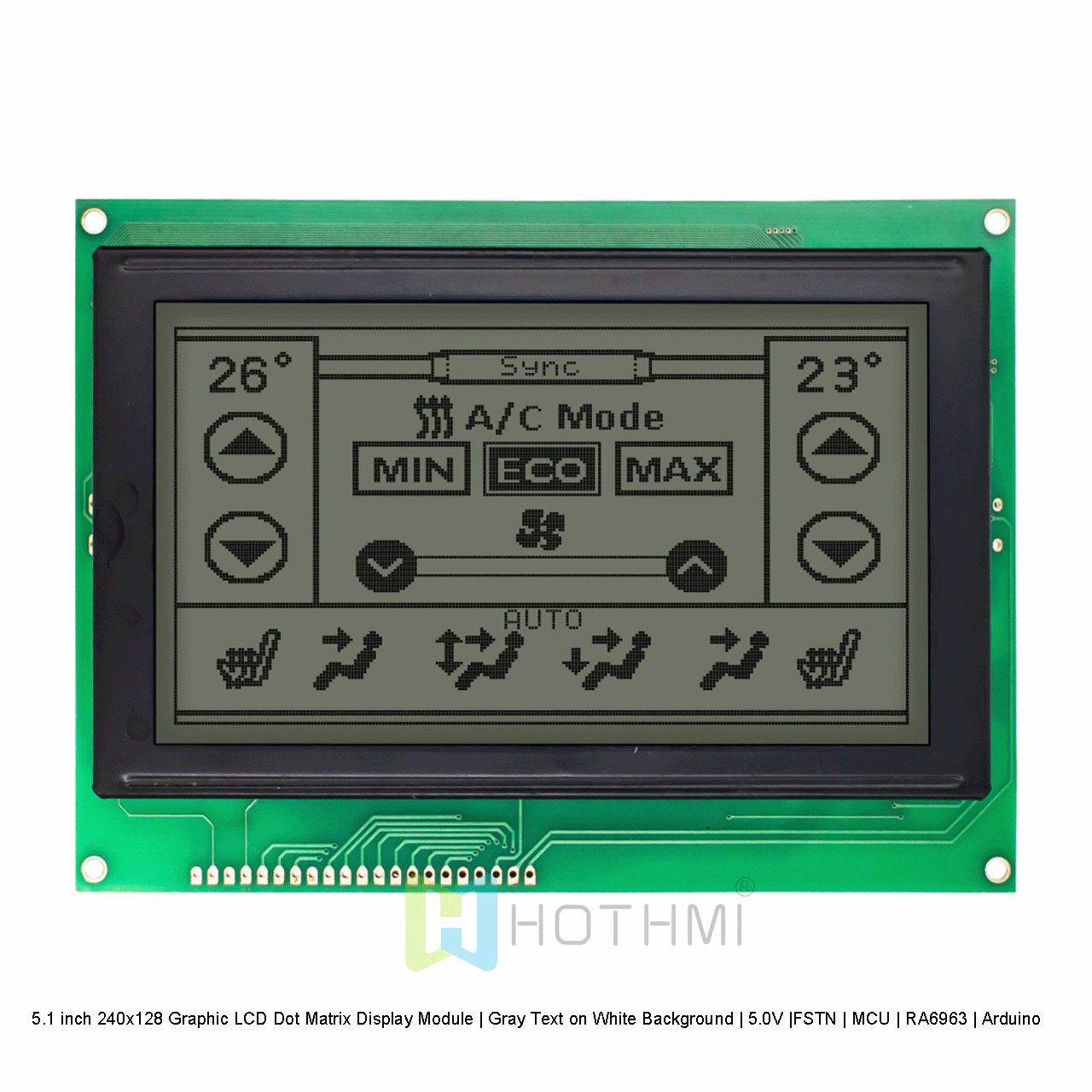 240x128 图形 LCD 显示模块 | FSTN+白色背光 RA6963 适用于 Arduino