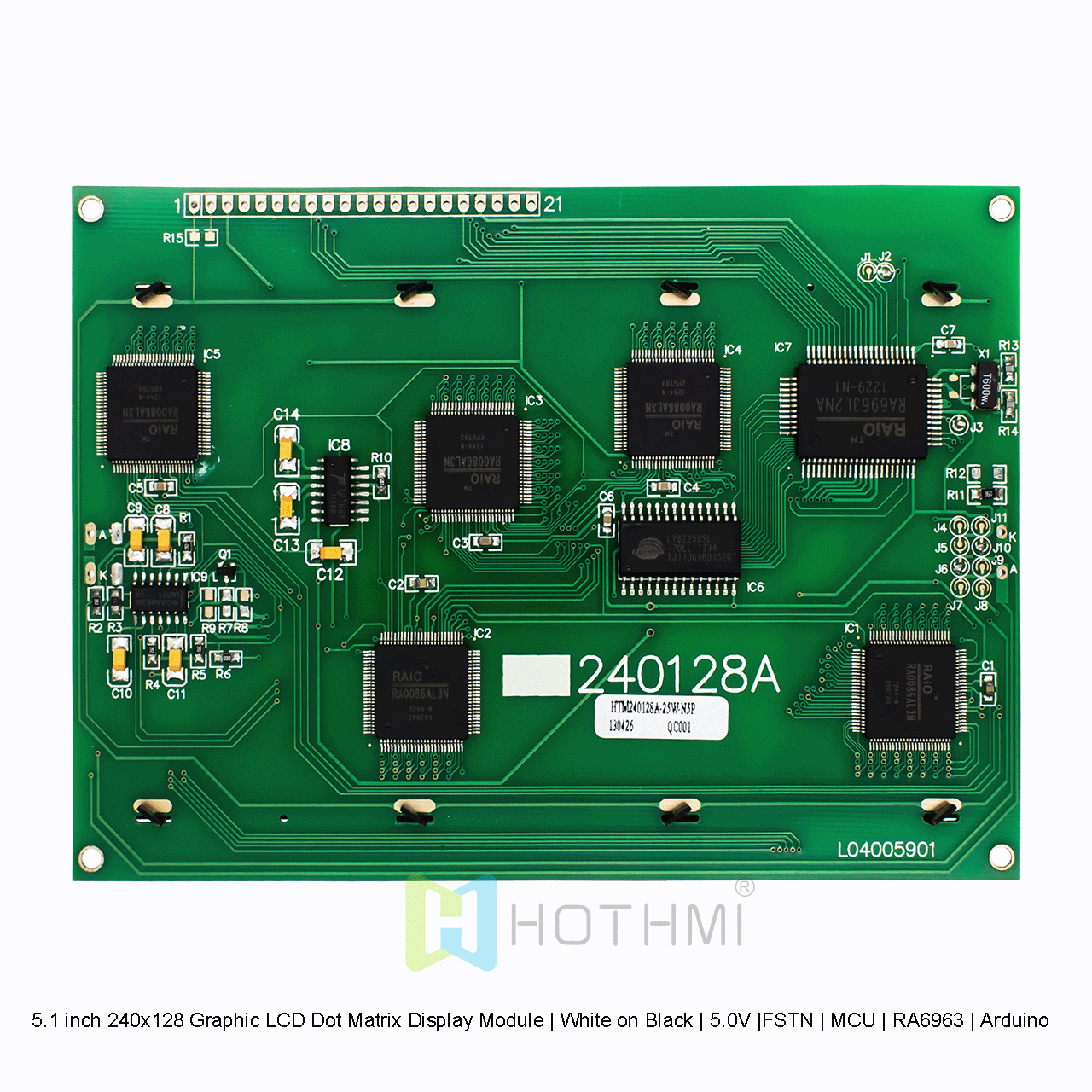 5.1英寸240x128 图形LCD点阵显示模组 | 黑底白字 | 5.0V |FSTN | MCU | RA6963| Arduino