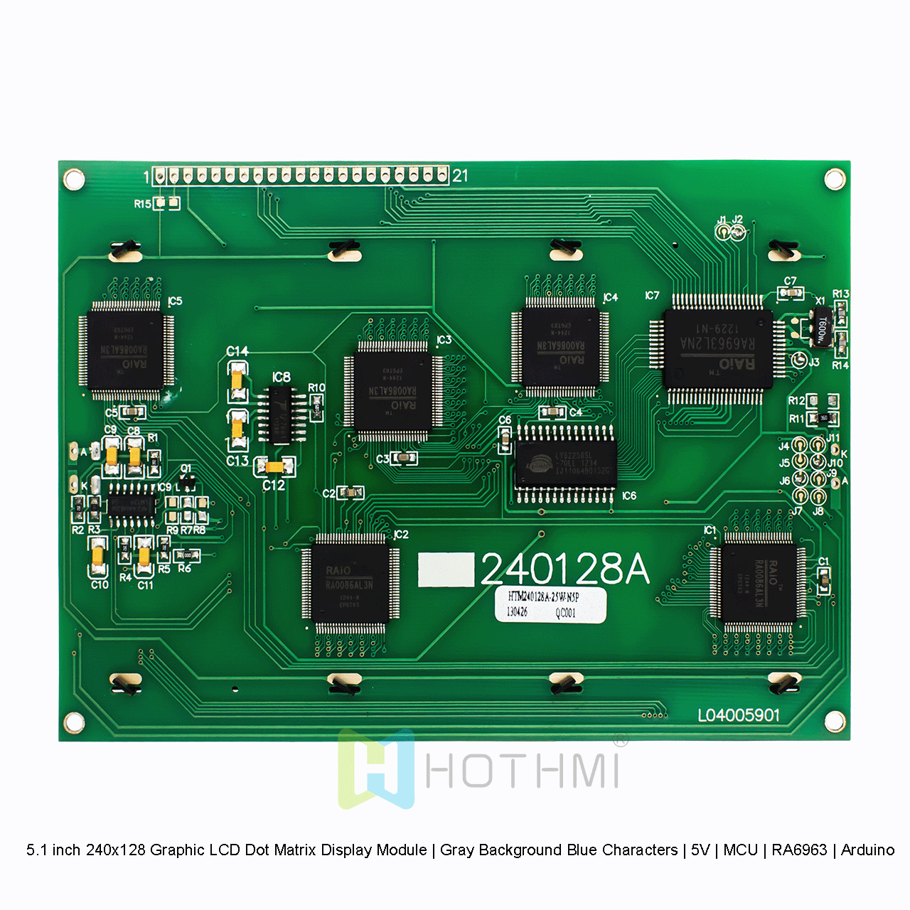 5.1英寸240x128 图形LCD点阵显示模组 | 灰底蓝字 | 5V | MCU | RA6963| Arduino