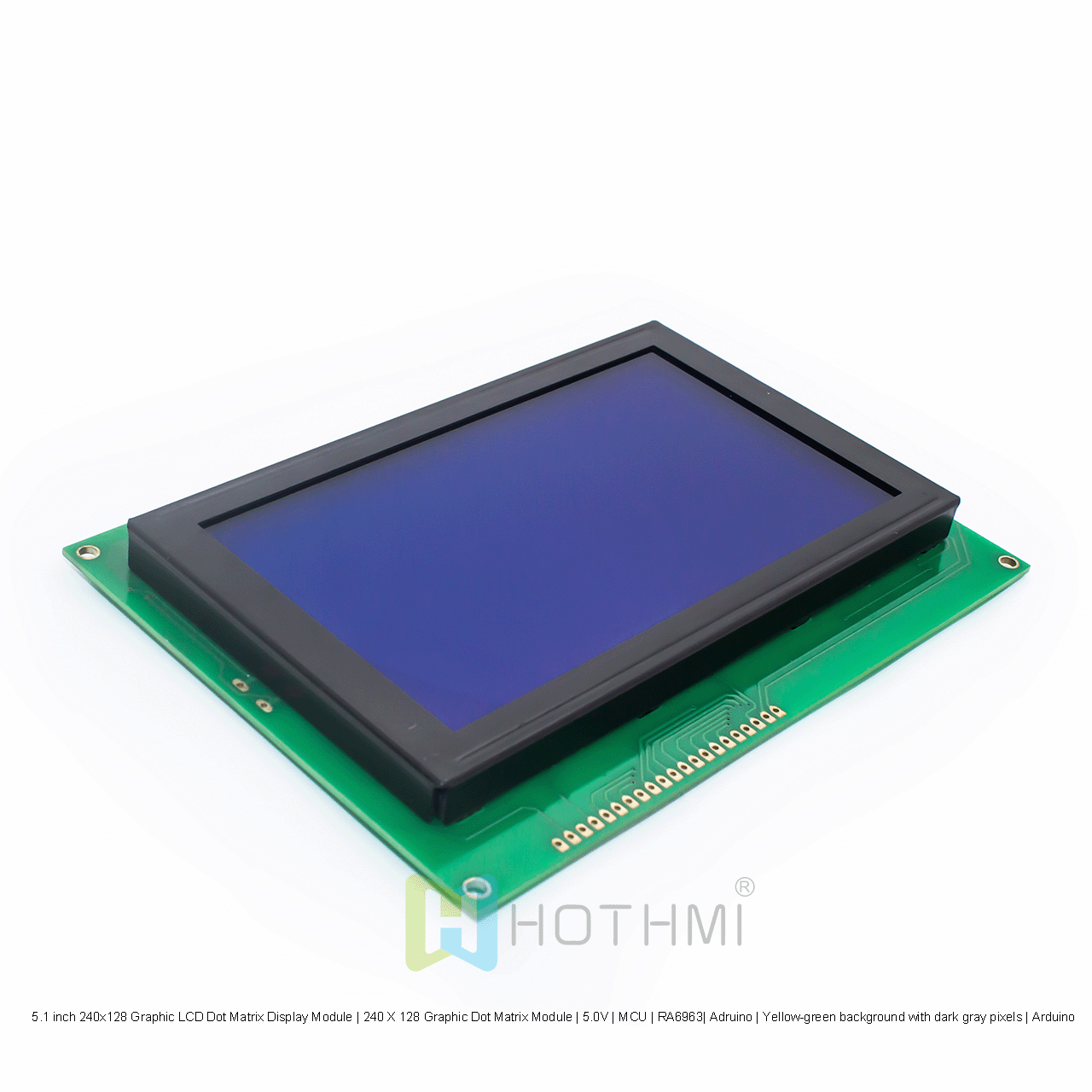 5.1英寸240x128 图形LCD点阵显示模组 | 240 X 128 图形点阵模组 | 5.0V | MCU | RA6963| Arduino | 黄绿底深灰像素 |Arduino