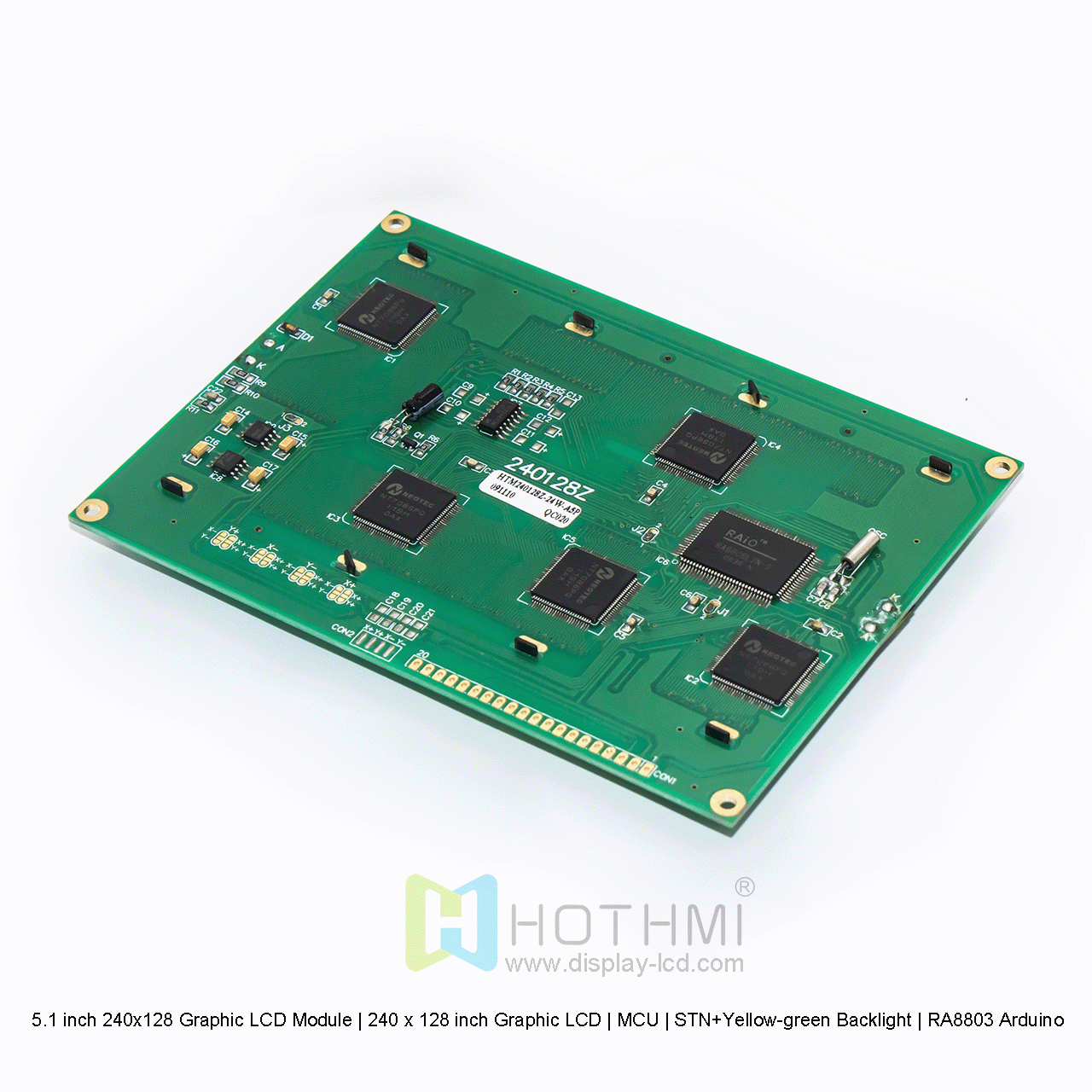 5.1寸240x128 图形液晶显示模组 | 240 x 128 寸图形LCD | MCU | STN+黄绿背光 |  RA8803 | Arduino
