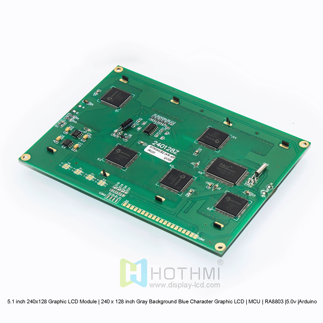 240 x 128 图形 LCD 显示模块灰色背景上的蓝色像素 RA8803