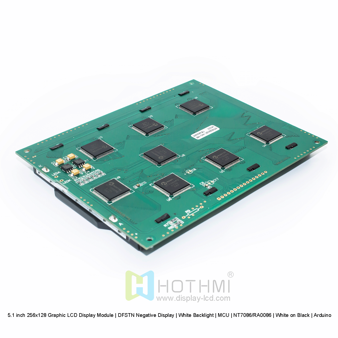 5.1寸256x128图形LCD显示模块 | DFSTN负显 | 白色背光 | MCU | NT7086/RA0086 | 黑底白字 | Arduino