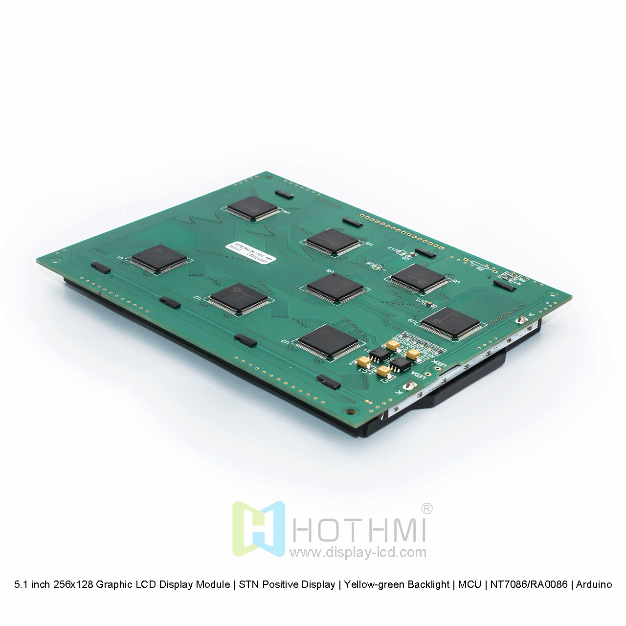 5.1寸256x128图形LCD显示模块  | STN正显 | 黄绿背光 | MCU | NT7086/RA0086 | Arduino