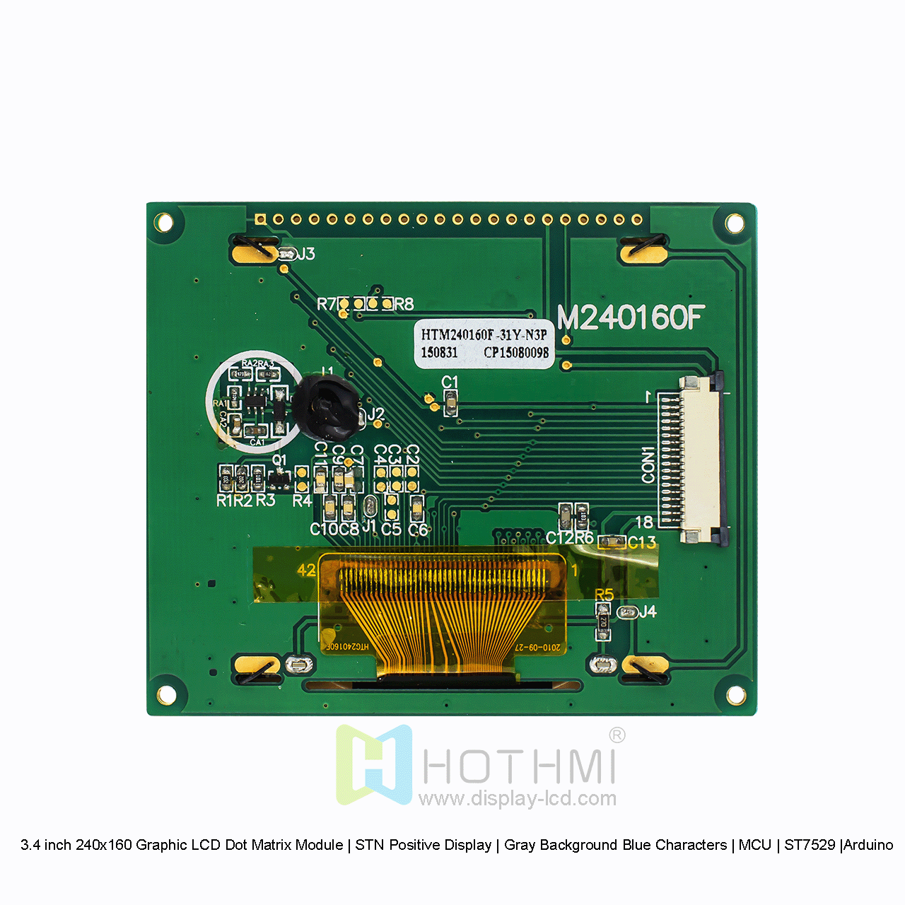 3.4寸240x160图形LCD点阵模组 | STN正显 | 灰底蓝字 | MCU | ST7529 |Arduino
