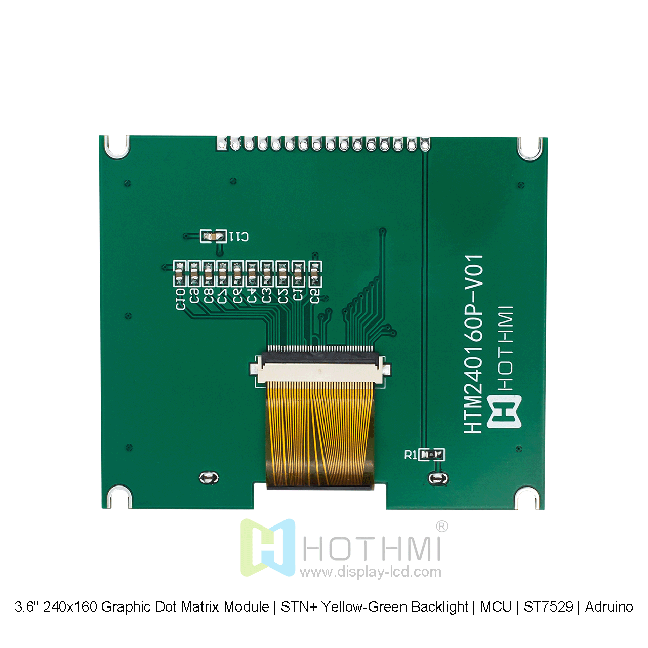 3.6寸240x160图形点阵模块 | STN+ 黄绿背光 | MCU | ST7529 | Arduino