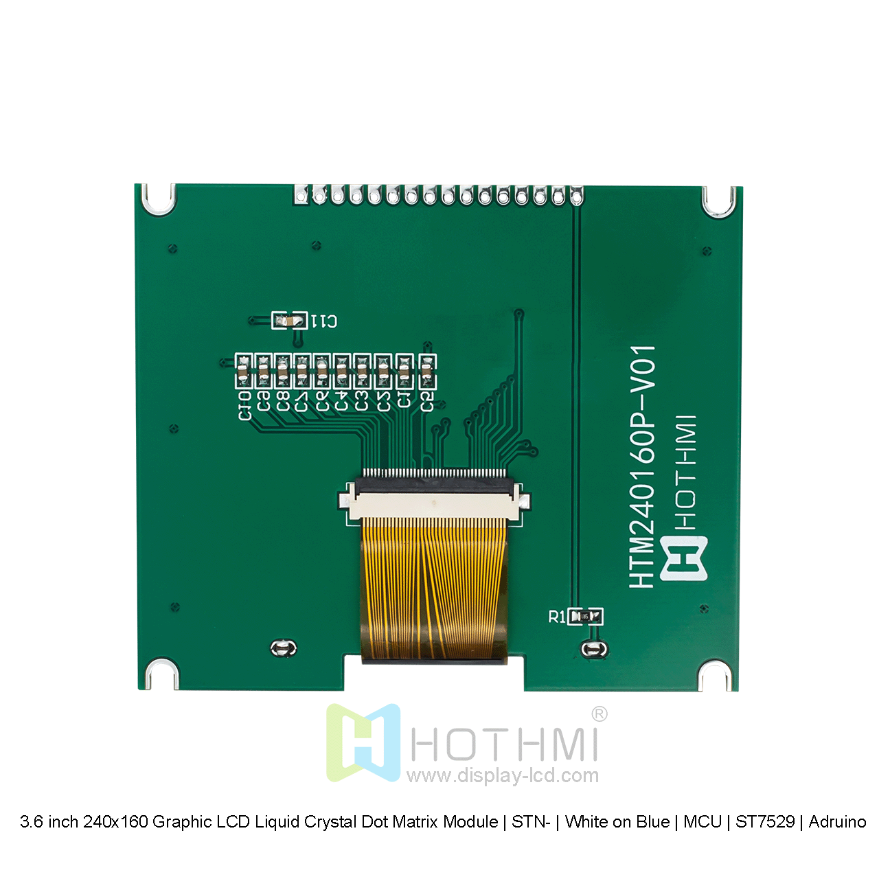 3.6寸240x160图形LCD液晶点阵模块 | STN- | 蓝底白字 | MCU | ST7529 | Arduino